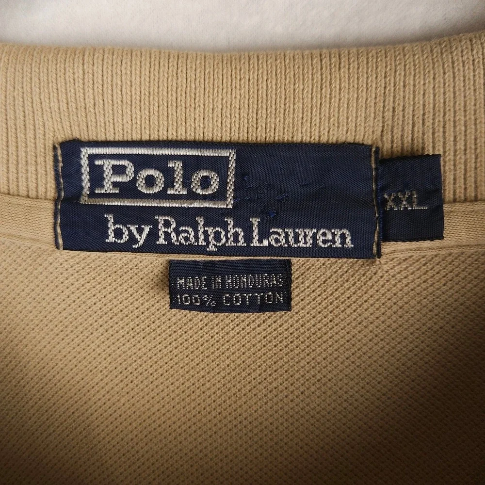Vintage Polo Ralph Lauren XXL Tan Pique‎ Cotton Polo Shirt Big & Tall